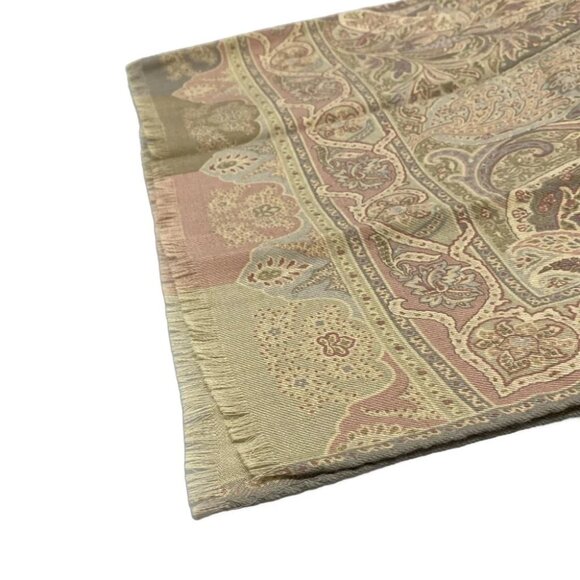 Auth ETRO - Bordeaux Light Blue Multi Wool Silk Scarf - Picture 2 of 6